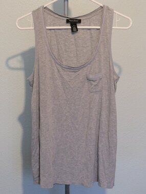 White House Black Market Grey Tank Top Womens M Pocket Scoop Neck Relaxed Fit